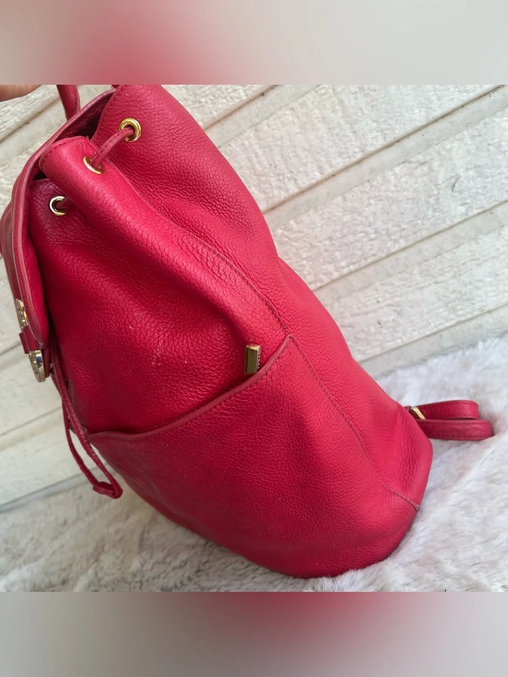 TORY BURCH Hot Pink Amanda Marion Drawstring Large Backpack Shoulder Bag